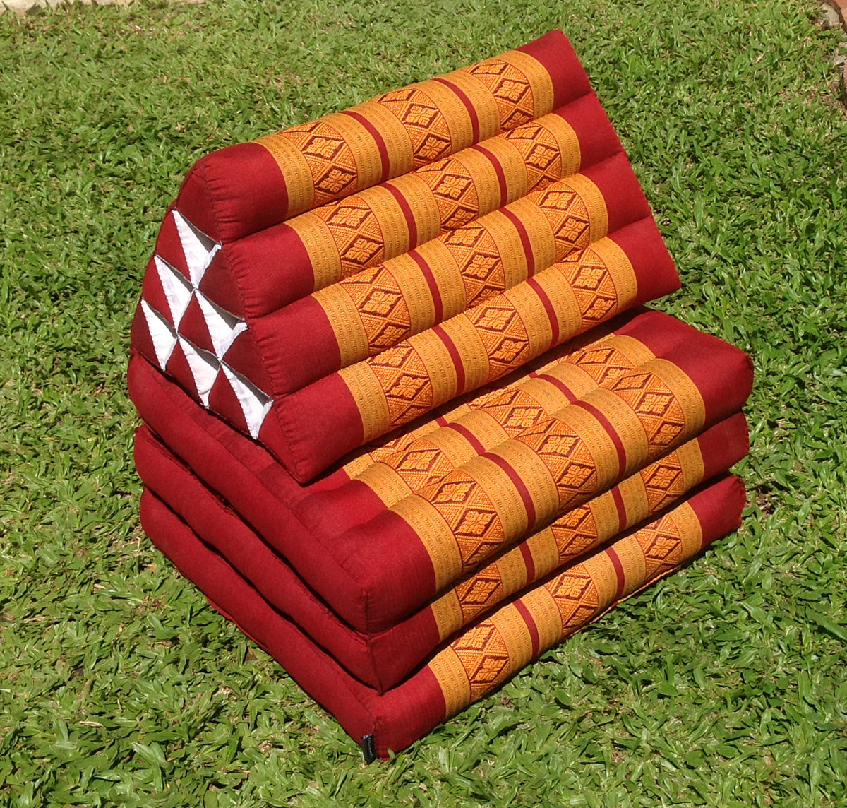 Thai Kapok 3 Fold Mattress with Triangle Cushion (Copper Burgundy)