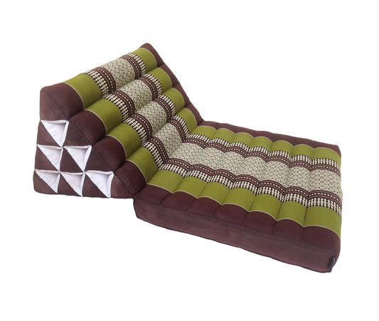 Thai Kapok 1 Fold Meditation Seat with Triangle Cushion ~ Green Brown