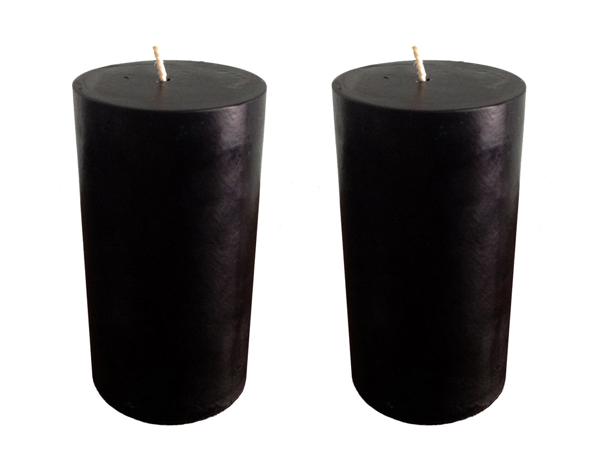 Black Pillar Candle size 10 x 5.5cm - Pack of 2