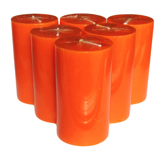 Orange Pillar Candle size 10 x 5.5cm - Pack of 6