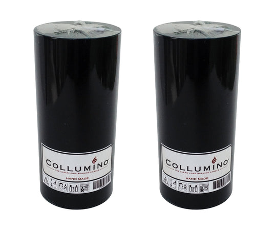 Black Pillar Candle size 15 x 7cm - Pack of 2