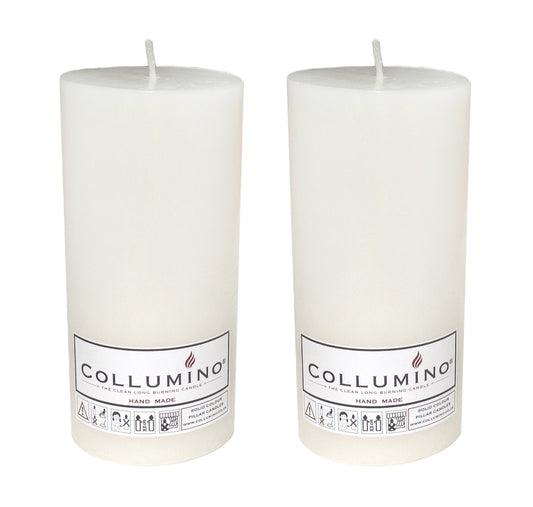 White Pillar Candle size 15 x 7cm - Pack of 2