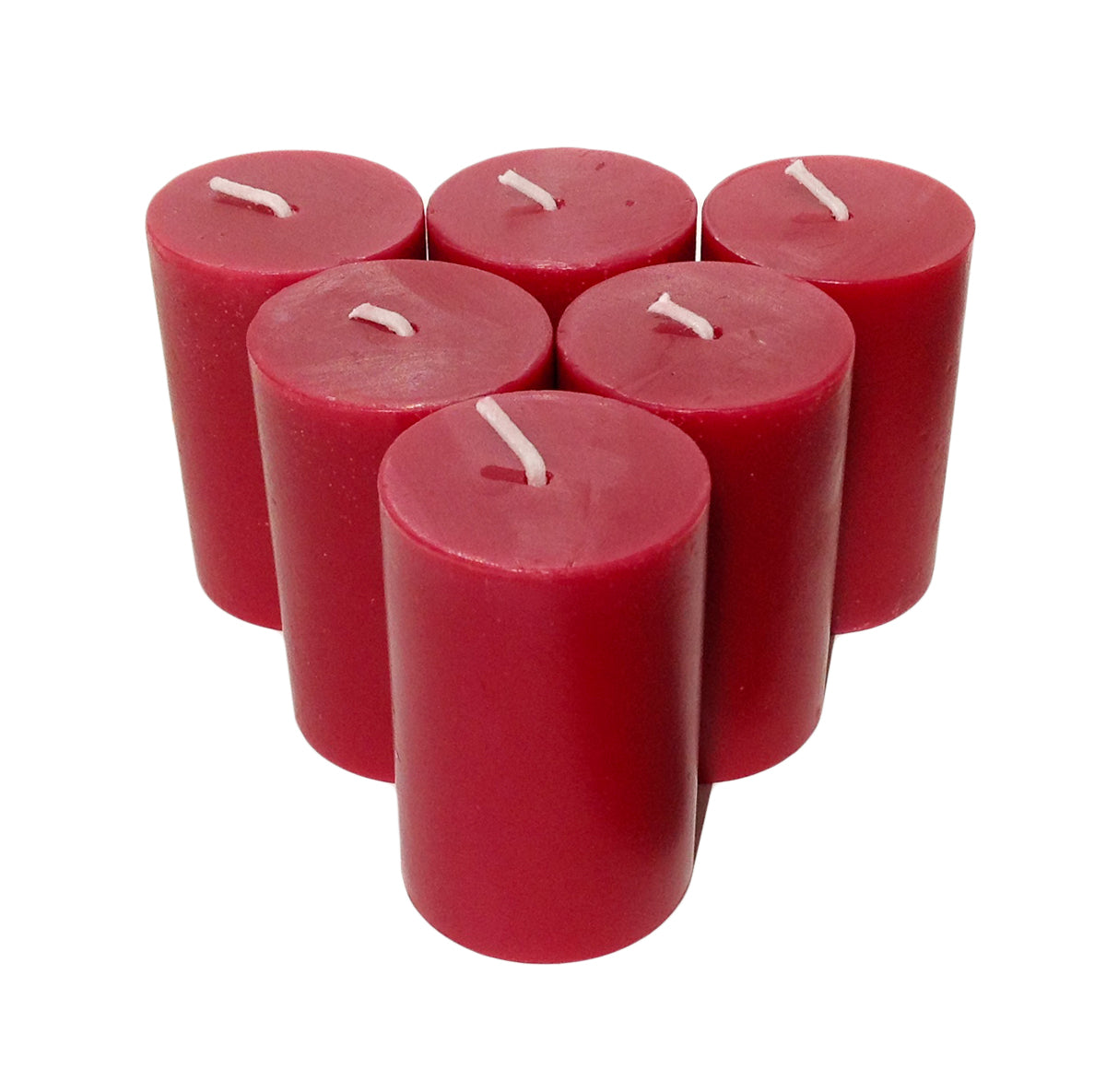 Burgundy Pillar Candles size 7 x 4.3cm - Pack of 6