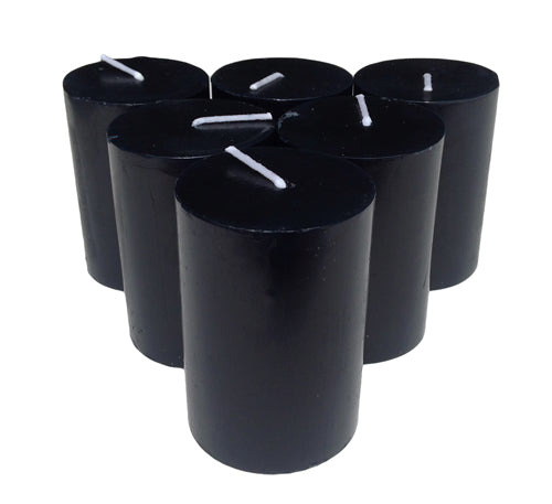 Black Pillar Candle size 8 x 5.5cm - Pack of 6