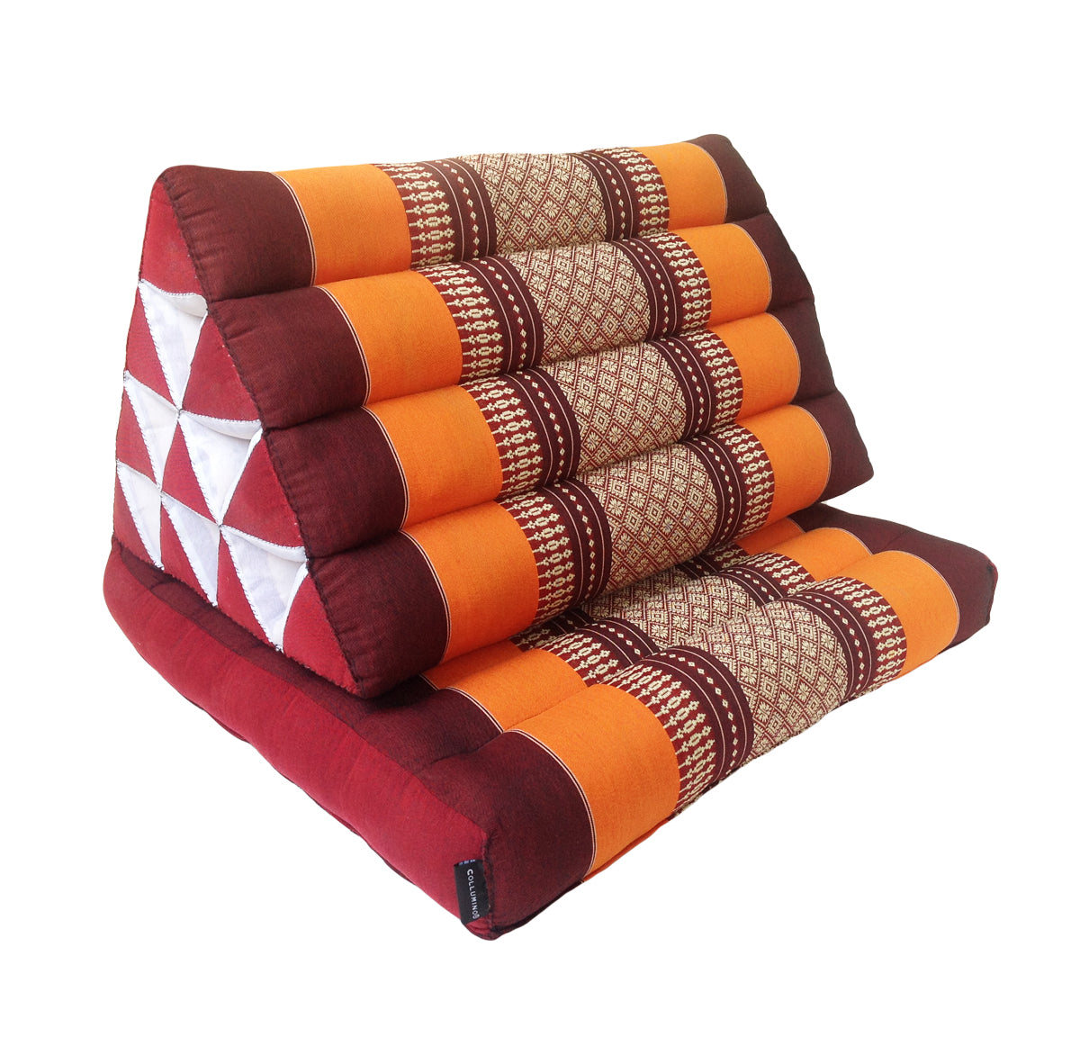 Thai Kapok 1 Fold Meditation Seat with Triangle Cushion ~ Orange Maroon
