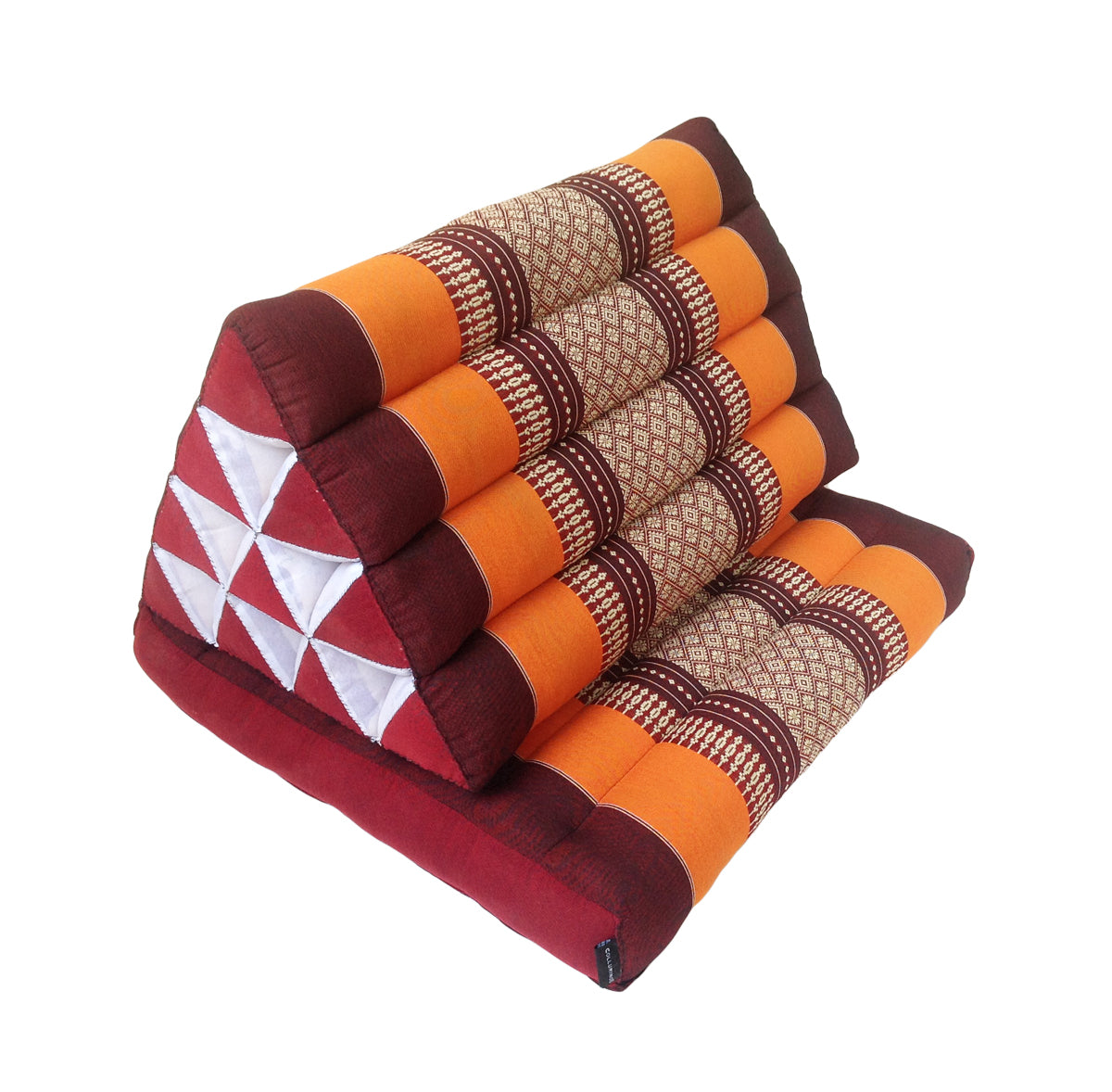 Thai Kapok 1 Fold Meditation Seat with Triangle Cushion ~ Orange Maroon