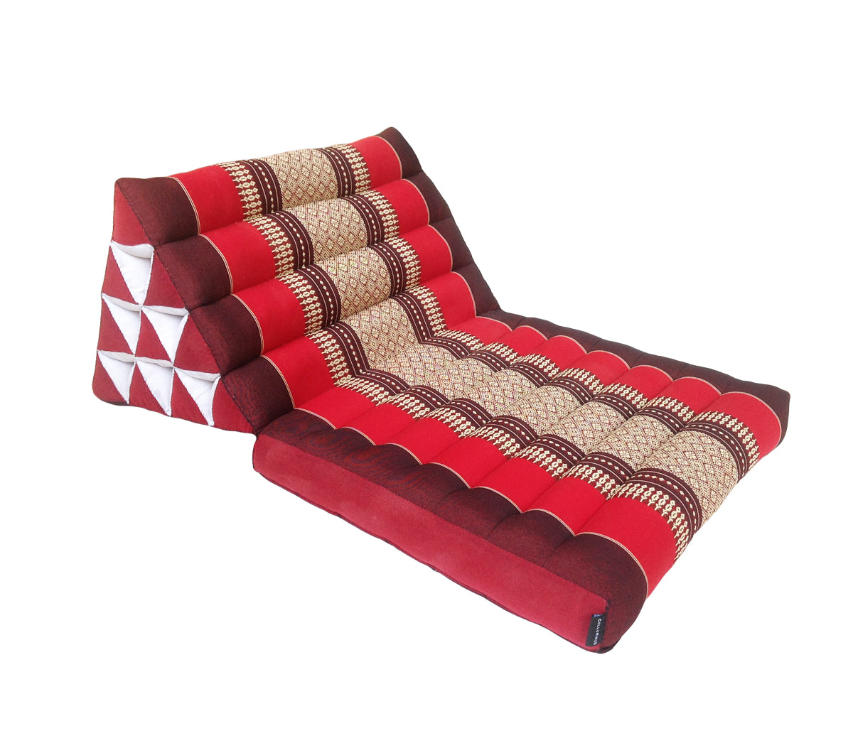 Thai Kapok 1 Fold Meditation Seat with Triangle Cushion ~ Red Maroon