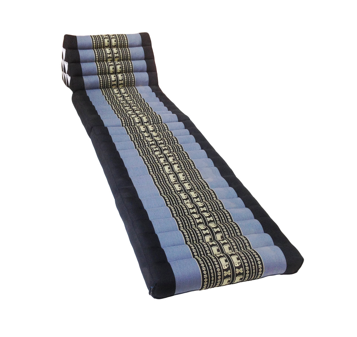 Thai Kapok 3 Fold Mattress with Triangle Cushion  (Blue with Elephants)