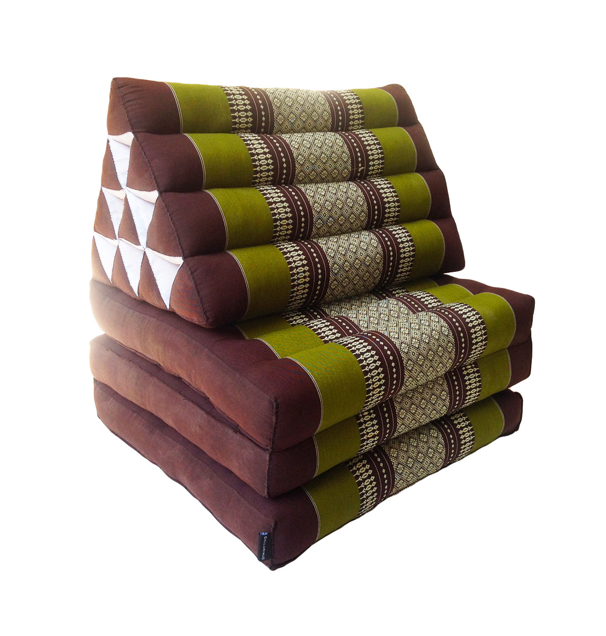 Thai Kapok 3 Fold Mattress with Triangle Cushion ~ Green Brown