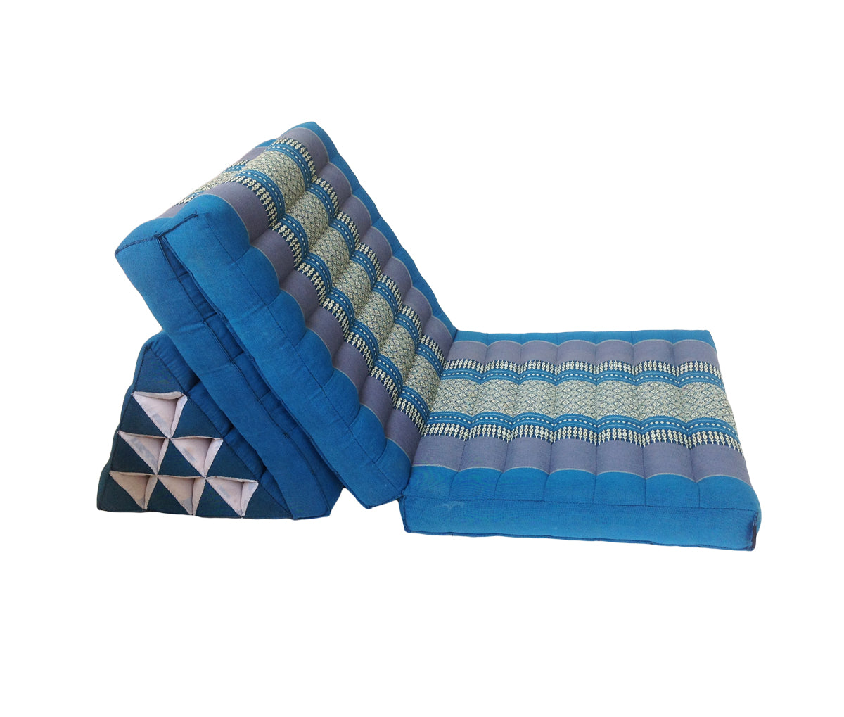 Thai Kapok 3 Fold Mattress with Triangle Cushion (Blue)
