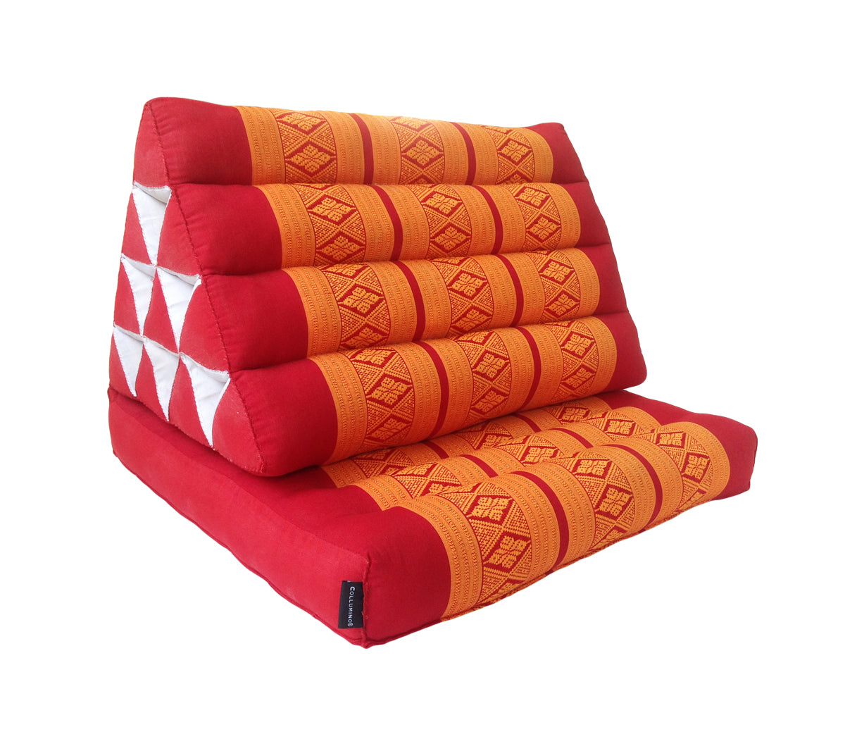 Thai Kapok 1 Fold Meditation Seat with Triangle Cushion (Orange Red)