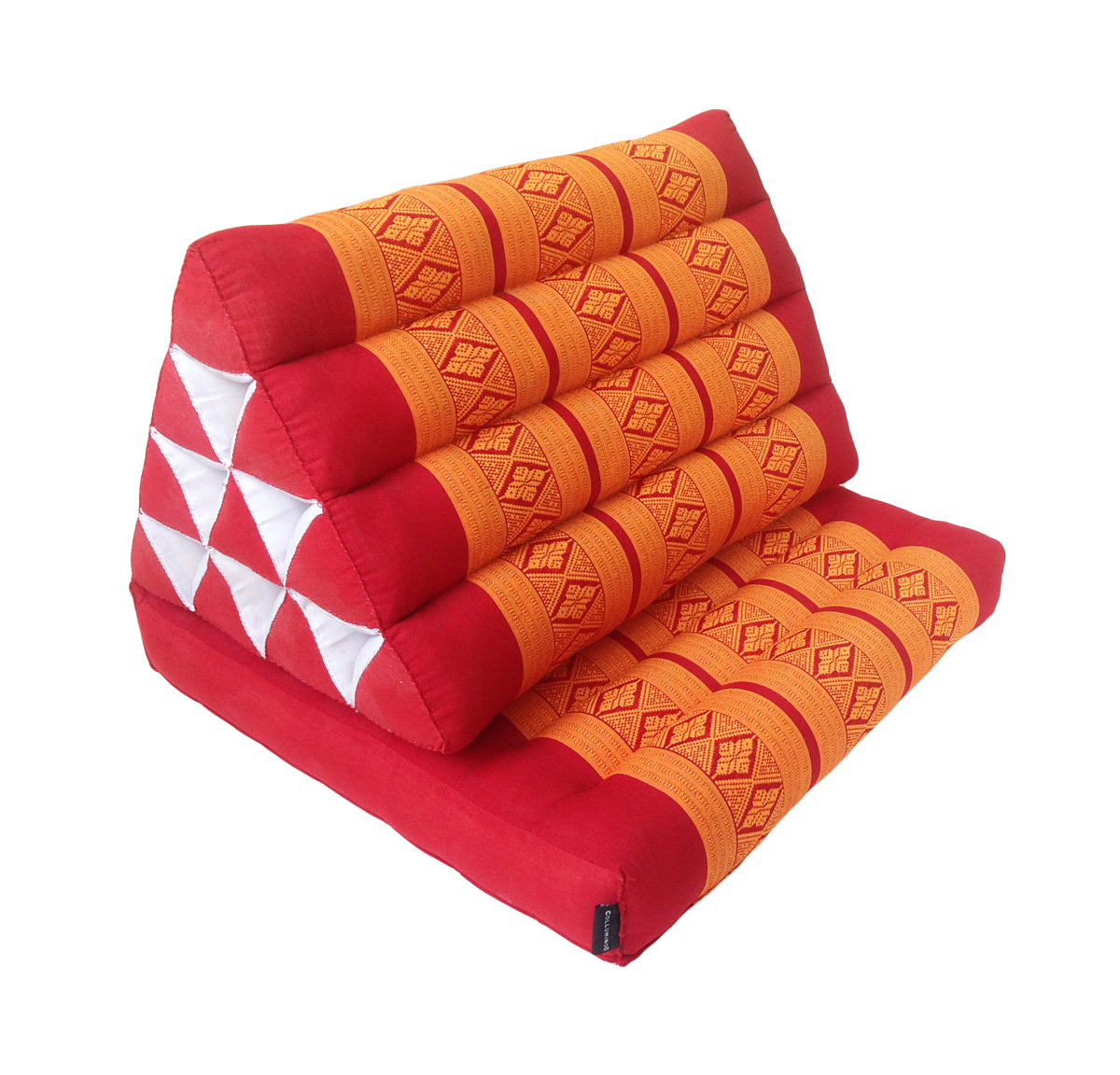 Thai Kapok 1 Fold Meditation Seat with Triangle Cushion (Orange Red)