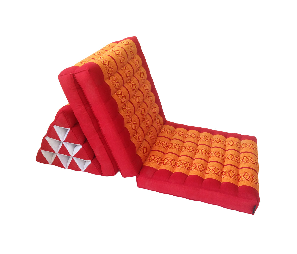 Thai Kapok 3 Fold Mattress with Triangle Cushion  (Orange Red)