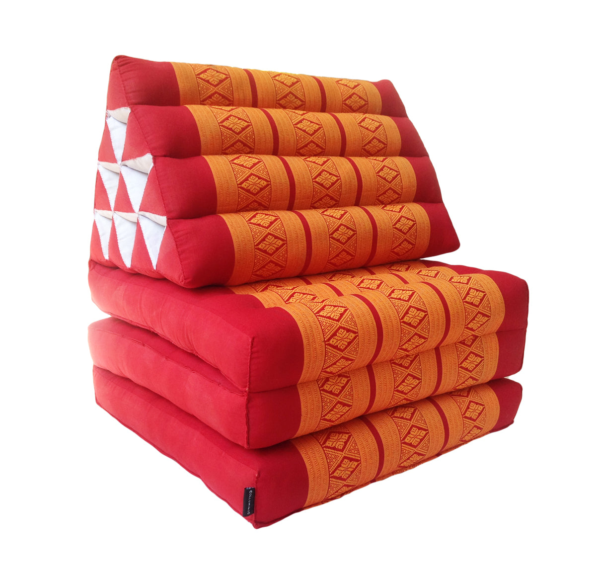 Thai Kapok 3 Fold Mattress with Triangle Cushion  (Orange Red)